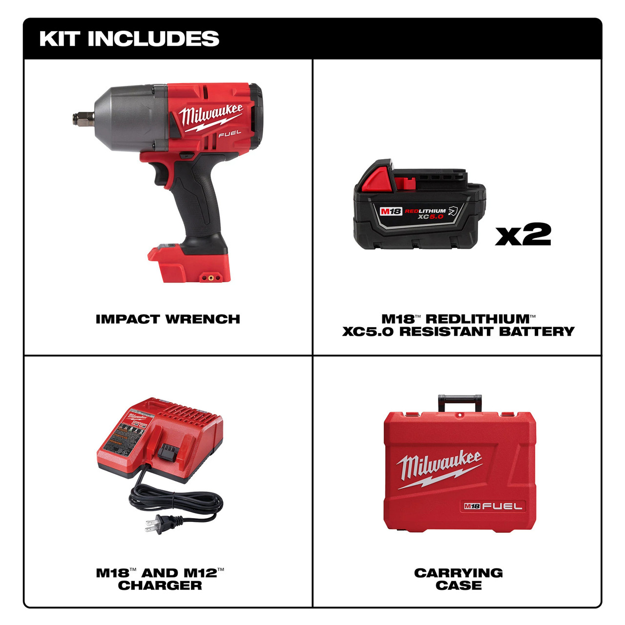 Milwaukee 2767-22R M18 FUEL™ High Torque ½” Impact Wrench with Friction  Ring Kit